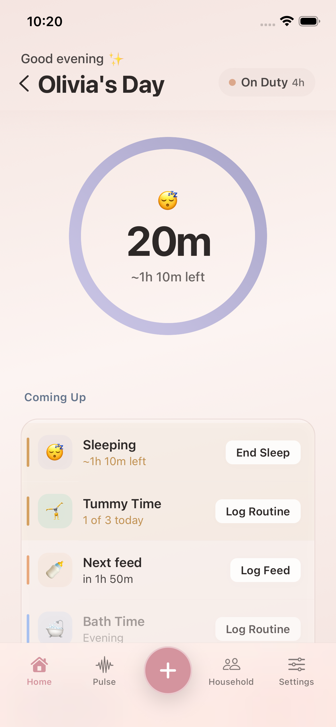 Cadence app showing wake window ring countdown for nap timing